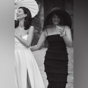 V. Chapman Geranium Black Tiered Midi Dress Size 12